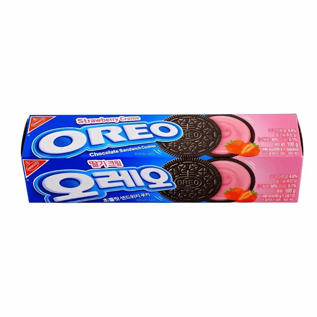 OREO Strawberry Cream Sandwich Cookies, Crispy Chocolate Biscuit Snack, 3.53oz