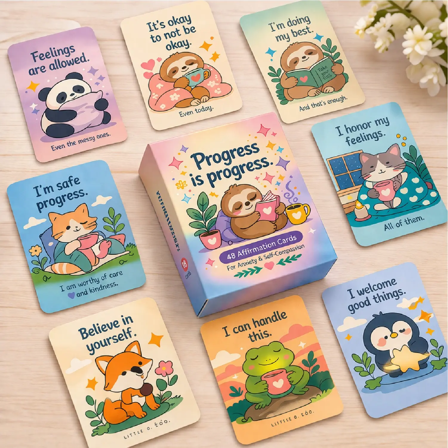 Sel Social Emotional Learning Flashcards, 48 Positive Affirmation Cards for Kids, Mental Health Tools for Home School Therapy