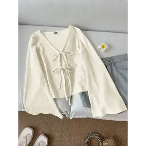Women's casual cotton and linen knitted cardigan, loose long sleeved front opening jacket, summer fashionable sun protection outerwearRAIMENTRY