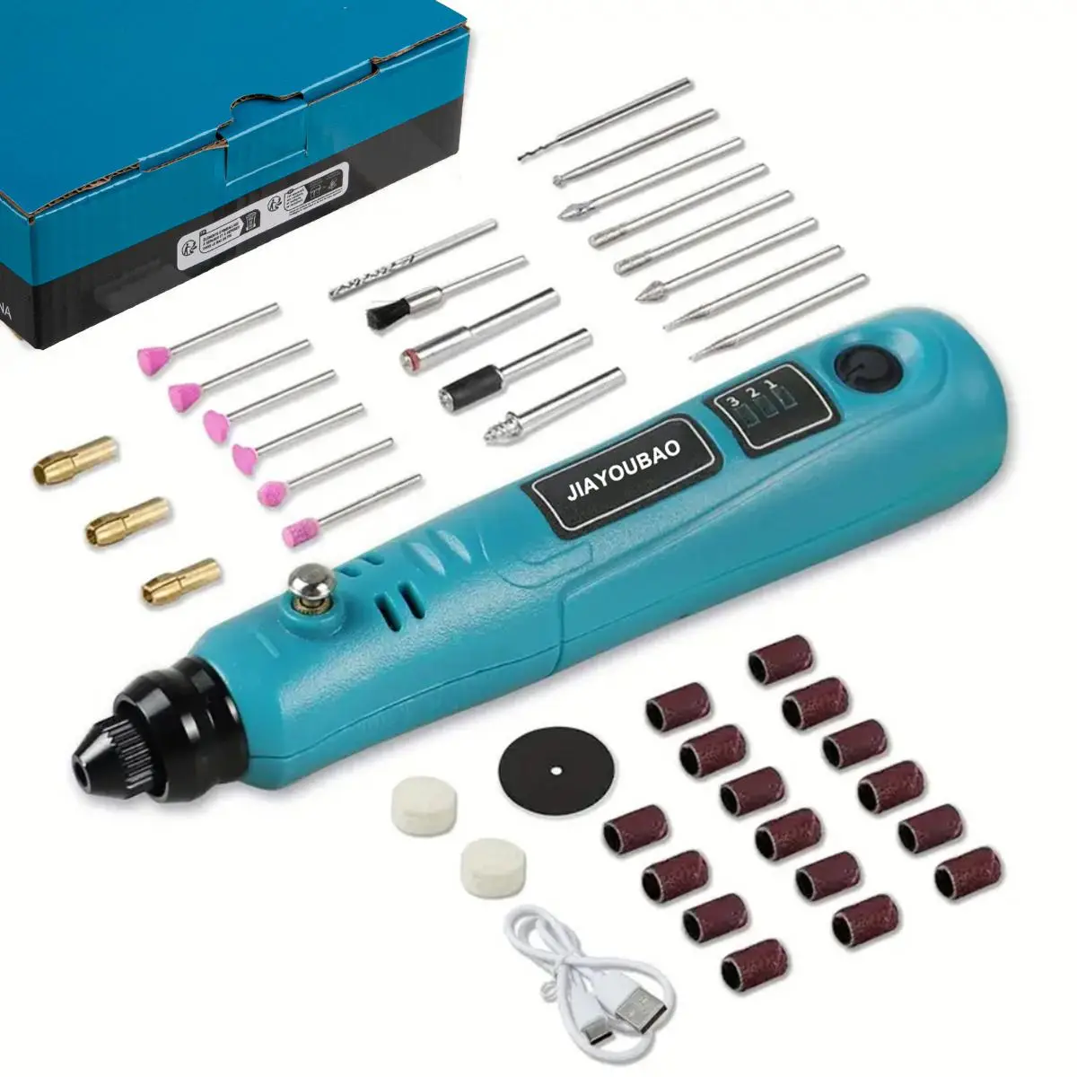 JIAYOUBAO 3.6V Cordless Rotary Tool Kit for Summer, Charging Rotary Tool Kit with 42pcs Accessories for Sanding, Polishing, Drilling, Engraving, DIY C