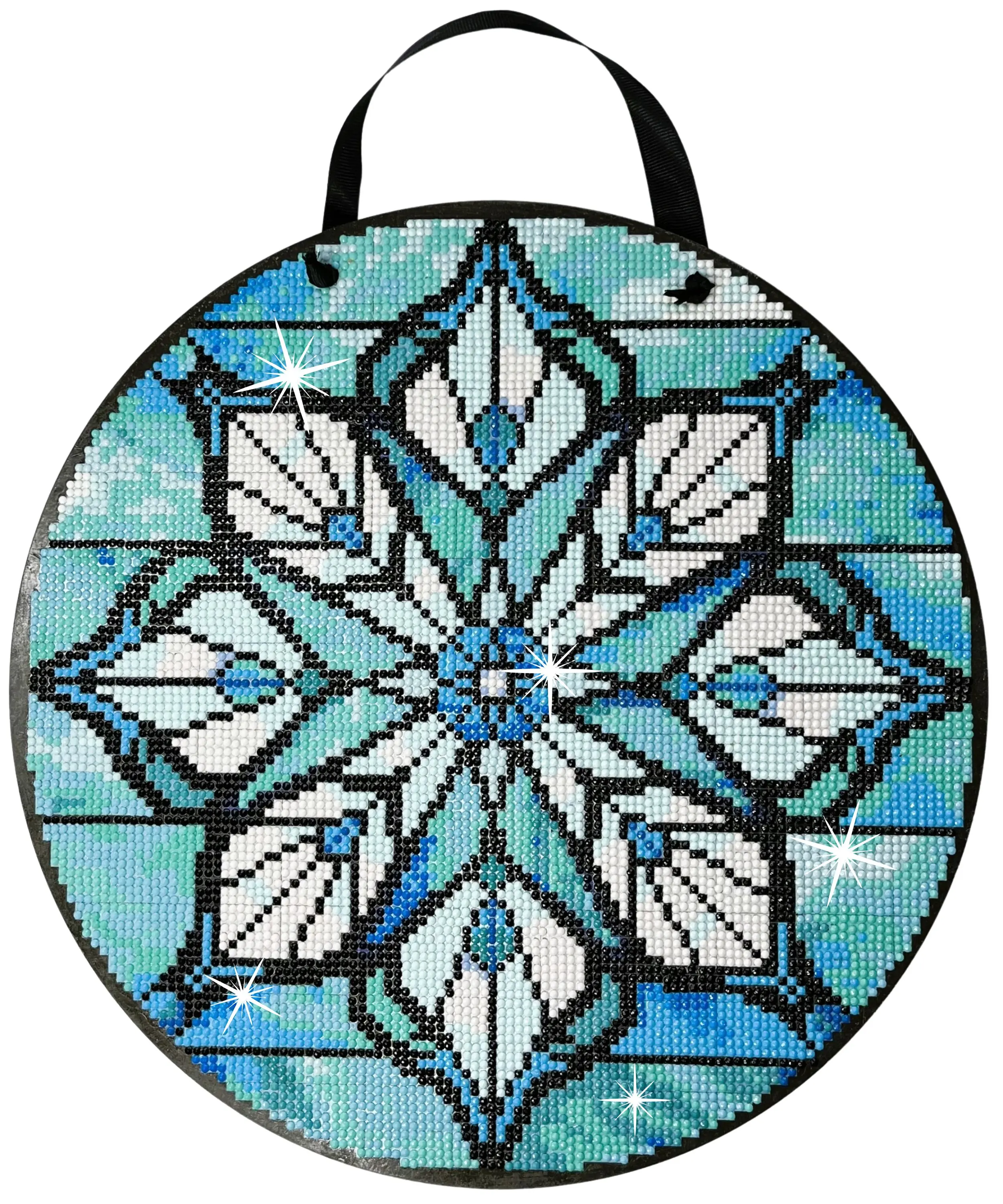 Snowflake Diamond Painting Kit, ROUND Drills, 12.5" Hanging Sign