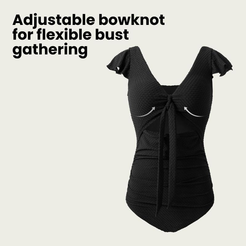 BodyTips Laced Cutout Textured One Piece Swimsuit Lightweight Fit Smooth Fabric Comfortable Swimwear Stylish Design Versatile Beach Pool Outfit Perfect For Vacation Summer Activities Sunbathing Water Sports Casual Swim Look Layered Outfit All Day Wear