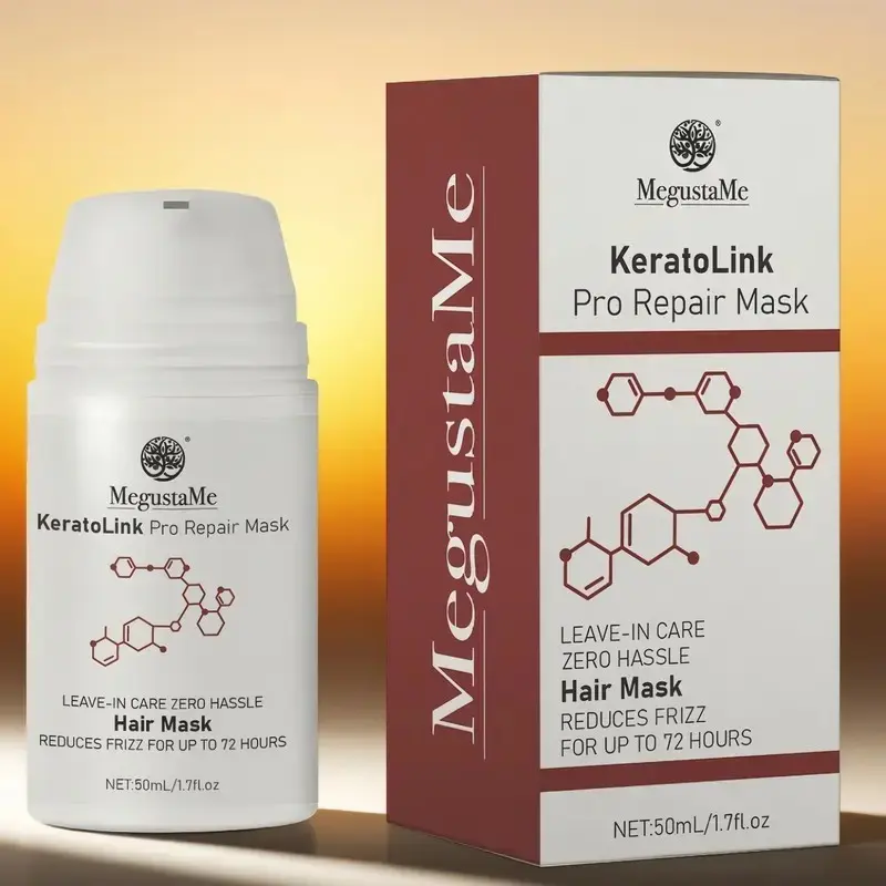 MegustaMe KeratoLink Pro Repair Mask 72-Hour Frizz Control for Strong Silky Strands with Botanical Oil Blend No-Rinse Convenience