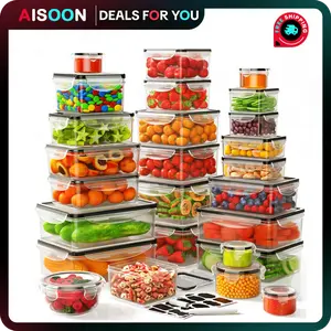 AISOON 40 PCS Extra Large 85oz Plastic Airtight Food Storage Containers Set (20 Containers + 20 Lids), Leakproof, Reusable, Microwave & Dishwasher Safe, with Labels & Pen
