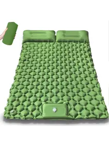 1pc Green Polka Dot Double Inflatable Airbed (120x200cm) - Portable Outdoor Equipment, Weatherproof Outdoor Camping Supplies, Summervibes Travel Accessory for Camping Sleeping & Emergencies