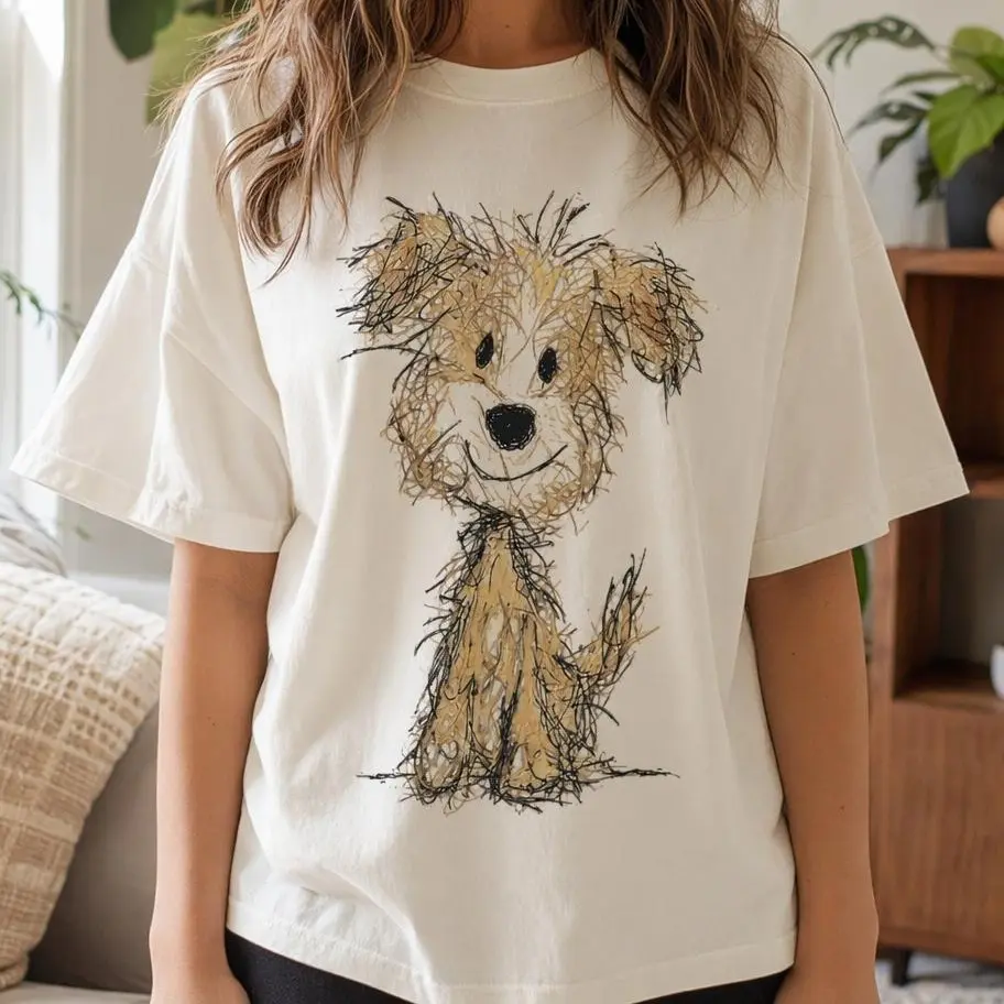 Dog Mom Shirt Women Cute Sketch Puppy Graphic Tee Casual Plus Size Top