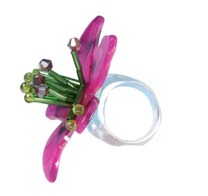 Lily Ring In Magenta Lucite Size 8
