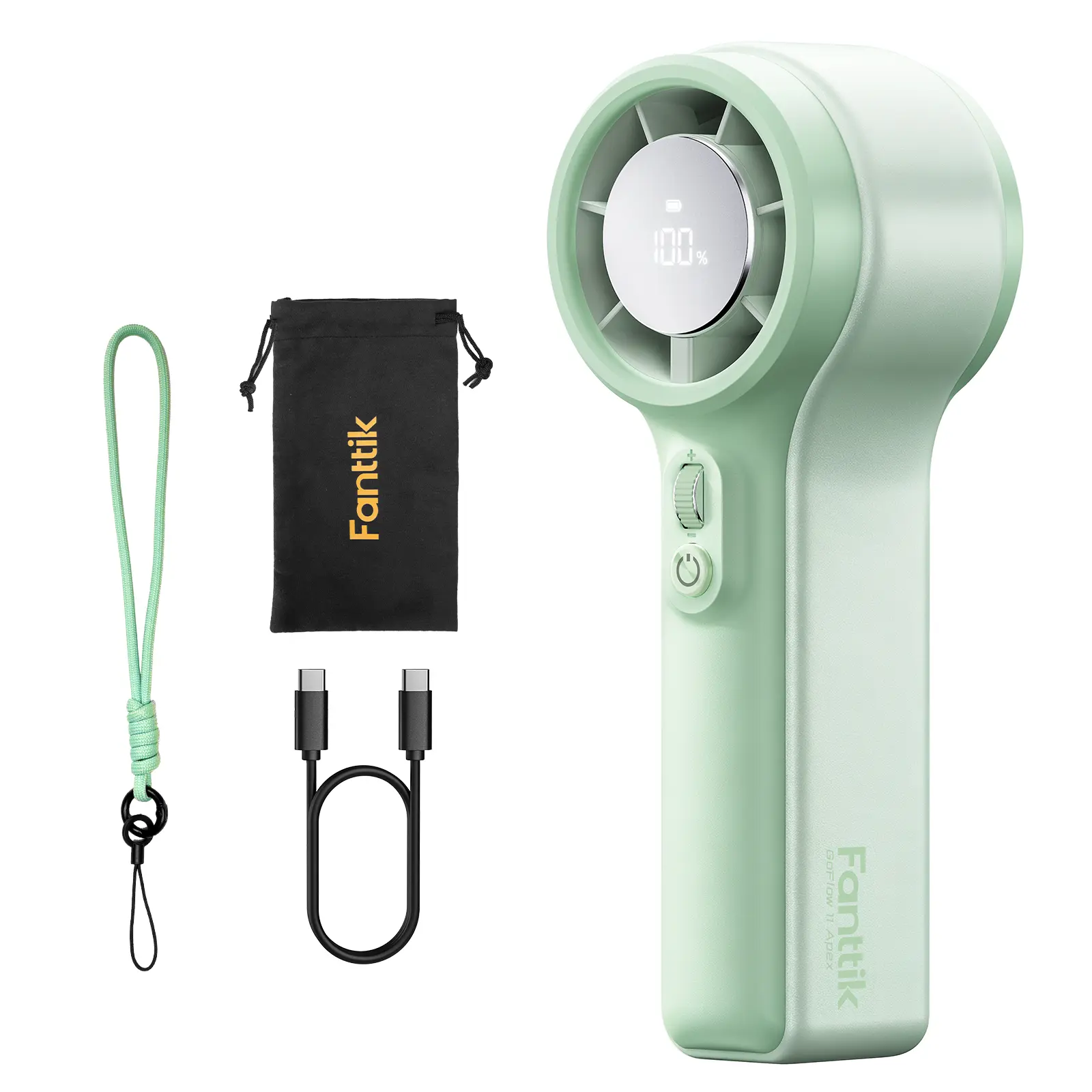 Fanttik GoFlow11 Apex Cordless Rechargeable Multifunctional Cooling Fan, Portable Handheld Household Fan, 30H Max Cooling, 2x2600mAh Batteries, 100-Speed Settings, LED Display with Flashlight, Mirror Function, Travel Use #SummerWins summerwins