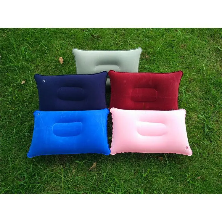 Wholesale Outdoor Pvc Pillows Travel Camping Thick Flocking Rectangular Inflatable Pillows Nap Companion Square Pillow