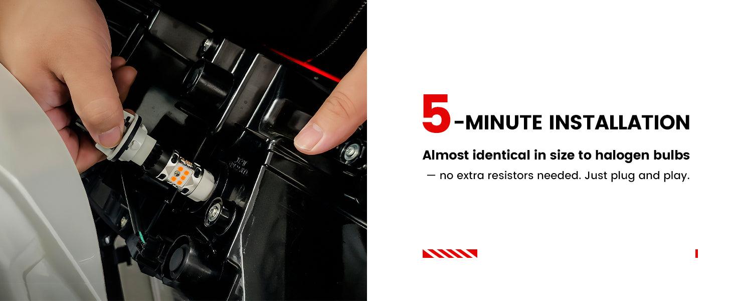 Lasfit 7443 7444 LED Turn Signal Bulbs CanBus-Ready Switchback | T3 Series,2 PCS