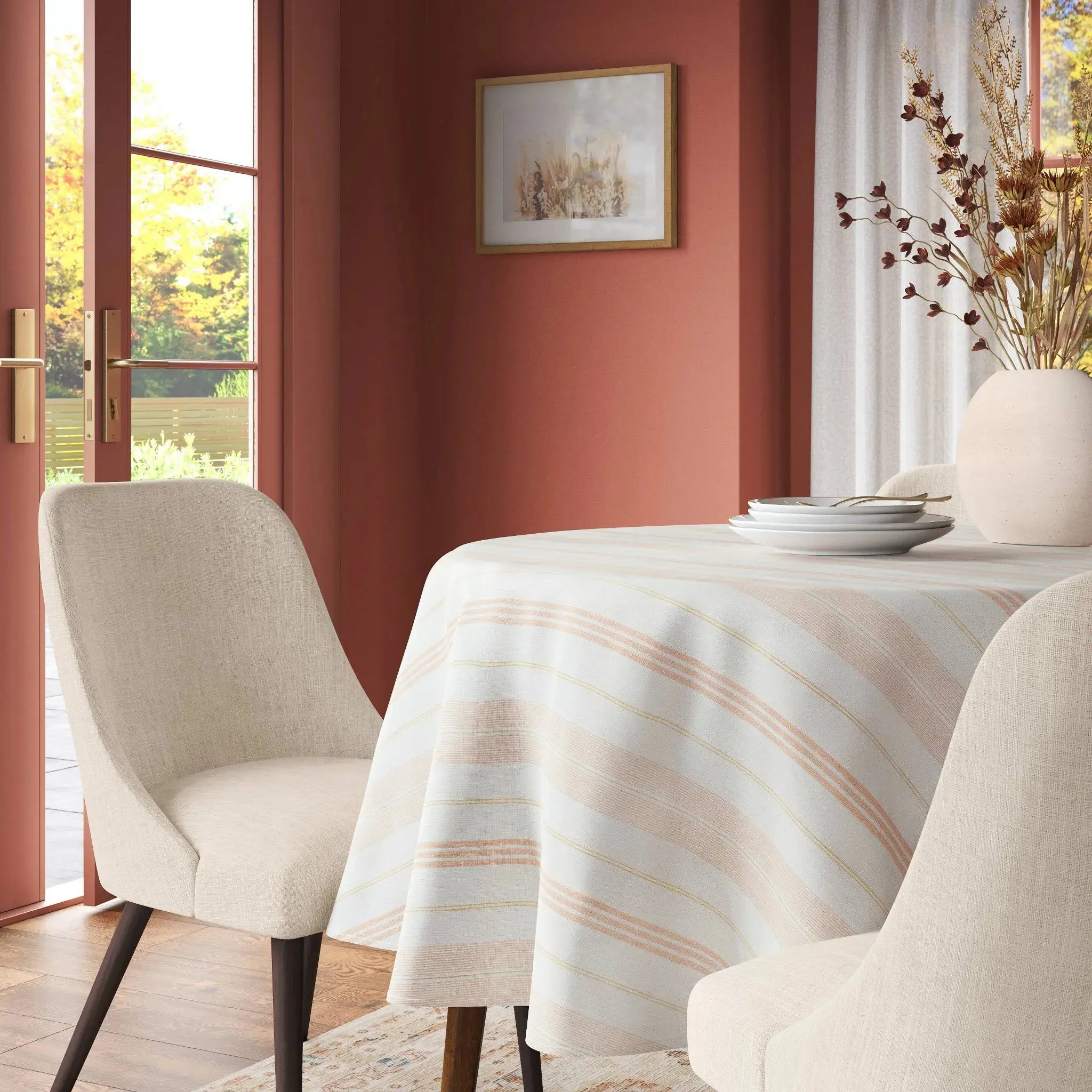 Warm Striped Tablecloth