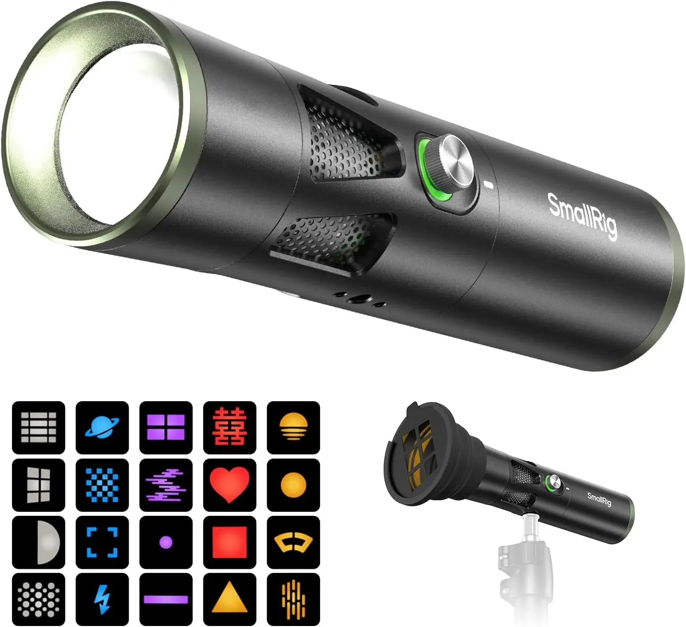 SmallRig RF 20C 20W LED Photography Flashlight, 5 Colors CRI 97 TLCI 99, 10000mAh Portable Zoomable Spotlight with 20 Pattern Gobos, Silicone GOBO Holder for Portrait, Video, Content Creators - 5335,back to school