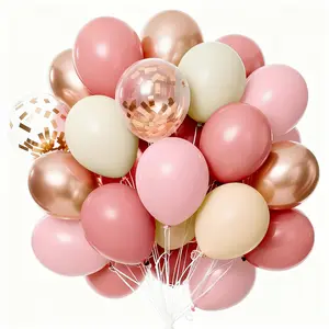 PartyWoo Thick Dusty Pink Balloon Garland Kit, 66pcs 12in Blush Rose Pink, Metallic Rose Gold, Nude, Boho White, Sand Confetti Balloons for Baby Shower, Wedding Decorations (Floatable)