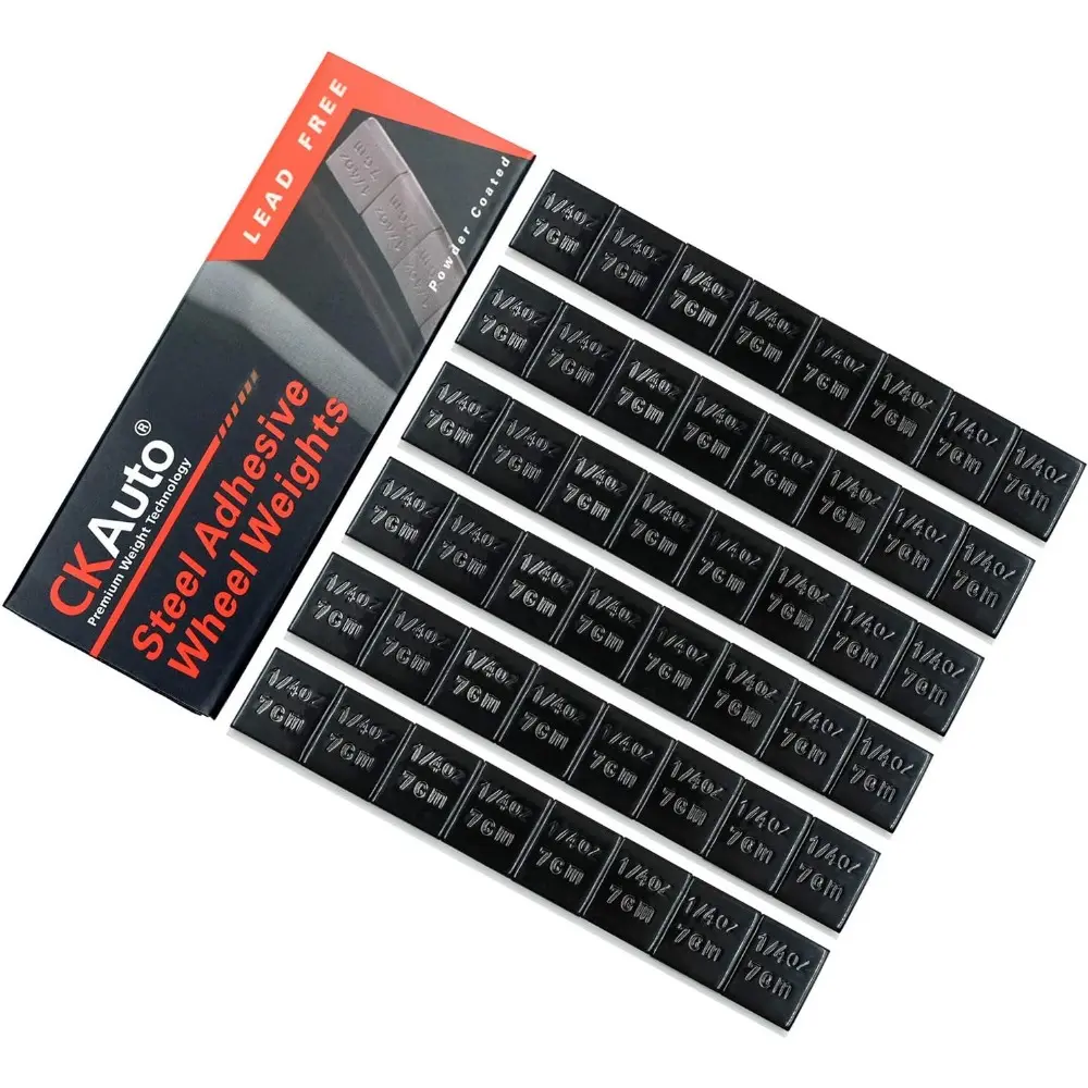 0.25oz Black EasyPeel Adhesive Stick-On Wheel Weights - U.S. OEM Quality, Low Profile, Accurate Weight, Eco-Friendly, 6 Strips (8 Segments Each), 48pcs/12oz Box, for Cars, Motorcycles, RC Cars