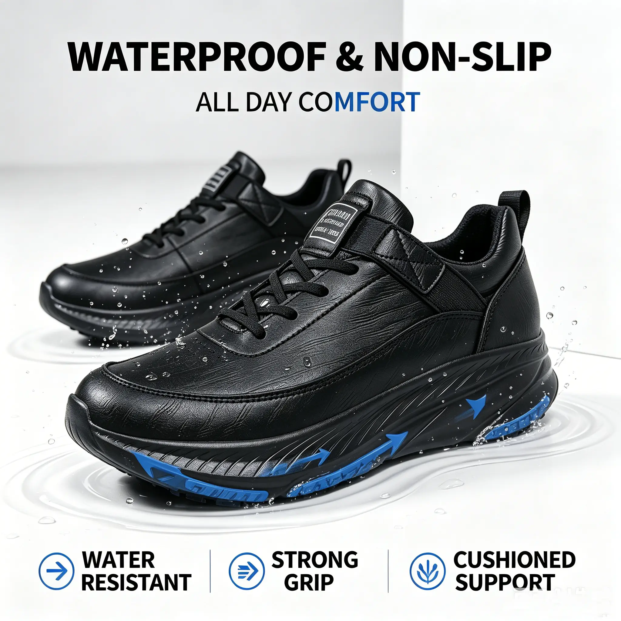 Unisex Chef Shoes, Slip-On Non-Slip Work Clogs for Kitchen Staff, Waterproof and Lightweight for Long Standing, Plus Sizes Available, Non Slip Shoes For Work