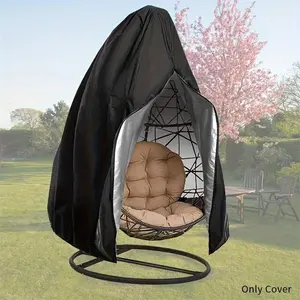 Oxford Cloth Outdoor Garden Swing Cover, Sunproof Dustproof, Hanging Chair Protector, Shell Design with Zipper Closure, All-Season Use