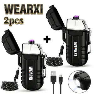 【FatherDaySpecial】Windproof Electric Arc Torch Lighter - Waterproof Rechargeable Flameless Plasma Lighter, Dad Gift for Camping, Candle Accessories & Home Supplies, Windproof Torch Lighter