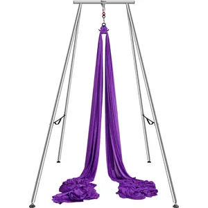 【fathersdaygift】VEVOR Aerial Yoga Frame & Yoga Hammock, 9.67 ft Height Professional Yoga Swing Stand Comes with 13.1 Yards Aerial Hammock, Max 551.15 lbs Load Capacity Yoga Rig for Indoor Outdoor Aerial Yoga, Purple