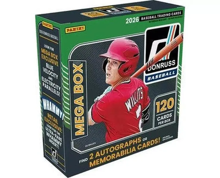 2026 Panini Donruss Baseball Mega Box - 120 Cards, Sports Trading Card Collectible Accessory