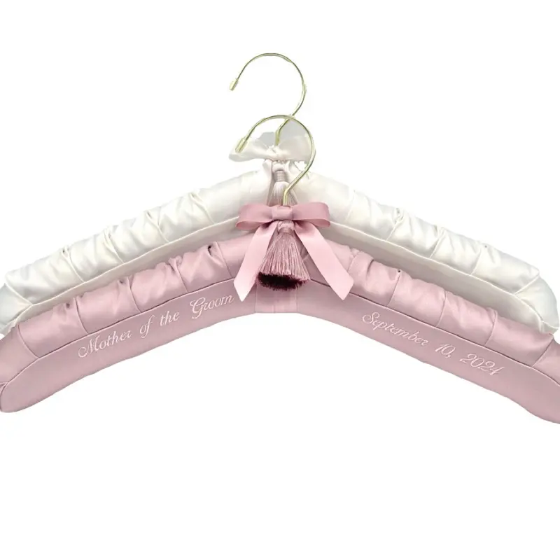 Personalized Satin Bridal Hanger, Embroidered, Padded, Metal Frame