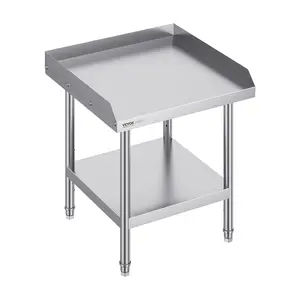 【DealsForYouDays】VEVOR Stainless Steel Kitchen Work Table24x24x26 Inch Heavy Duty Prep Table with 3-Sided BacksplashAdjustable HeightSmooth Surface & Multilayer Shelf for RestaurantHome Use, Smooth, Sturdy