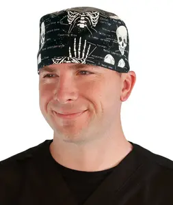 Classic Cotton Surgical Scrub Cap with Sweatband - Human Body Skeleton  (Glow in the Dark)