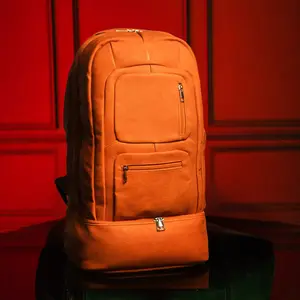 Orange Leather Patented Carry-On Backpack