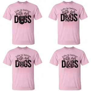 Dog Mom T-Shirt- Light Pink 50+ Breeds, Life Is Better With My Dogs Tee, Bernese Mountain Dog Yorkie Pug Shirt, Cute Pet Lover Gift
