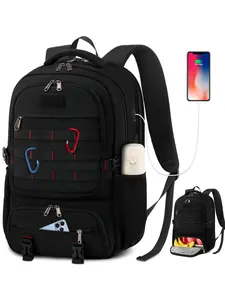 Men's Lunch Bag Backpack, 17.3 Inch Waterproof Laptop Bag with USB Charging, Travel Shoulder Bag, Large Capacity Work Backpack, Laptop Compartment Backpack, Waterproof Bookbag