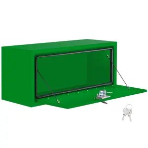 GAOMON 24x14x16 Inch Truck Tool Box, Heavy Duty Steel Chest with Lock & Keys, T-Handle, Organizer for Pickup Truck Bed, RV, Trailer, Green