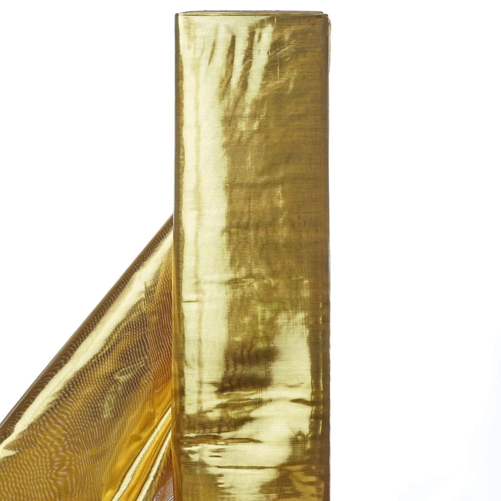 Shiny Metallic Gold Polyester Lame Fabric Bolt - 54in x 10yd, DIY Crafts Fabric Roll for Room Decor, Tables, Hanging Decor Accessories