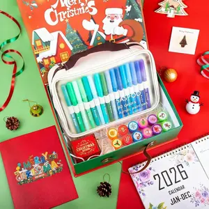 Holiday haul,Christmas gift Christmas stationery set, including calendar, 80 color glitter pen, seal, music box, Christmas gift Gift Basket for Boyfriend & Girlfriend, Festive Anniversary Present