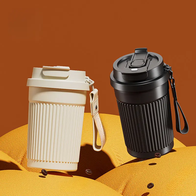 Stainless Steel Vacuum Flask Tumbler, 350ml Insulated Water Bottle Travel Mug with Strap for Office & Outdoor Use, Waterproof Hot & Cold Drinkware for Women & Men, Travel Mugs Insulated For Hot And Cold, Stainless Steel Waterproof Vacuum Flasks
