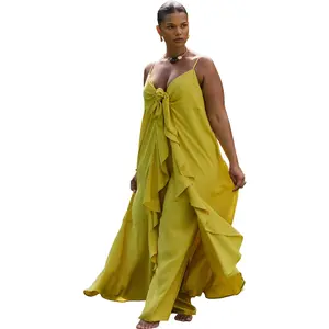 ELOQUII Women's Plus Size Tie-Front Ruffle Duster