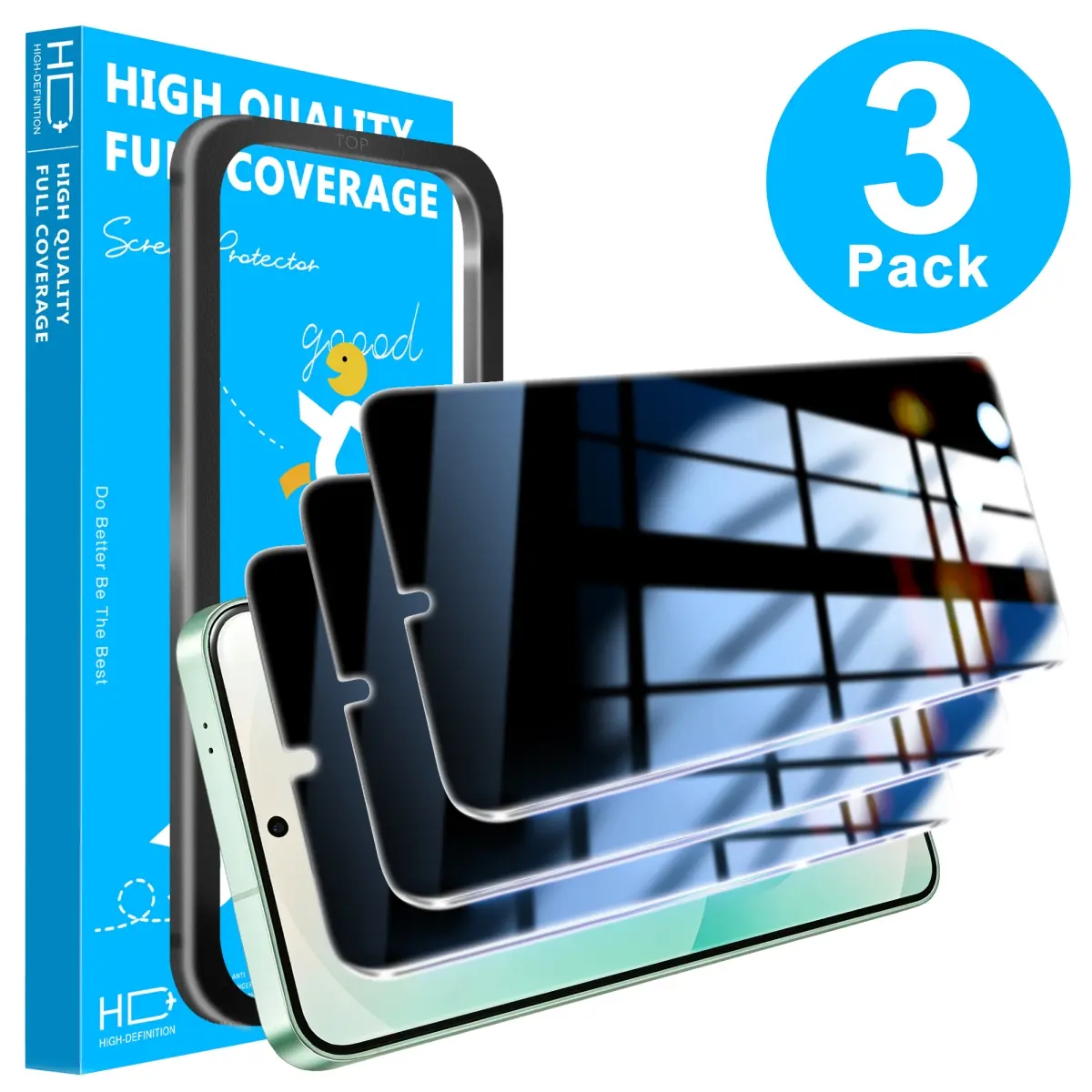 JavoYion 3 Pack for Samsung Galaxy S25 Plus Privacy Screen Protector With Installation Frame, Anti Spy Private Tempered Glass, Fingerprint Unlock, HD Clear, privacy screen protector s25 plus, samsung s25plus cases