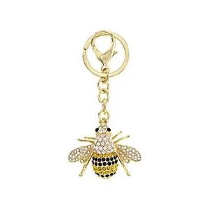 JTV Multi-color Crystal Gold Tone Bee Key Chain