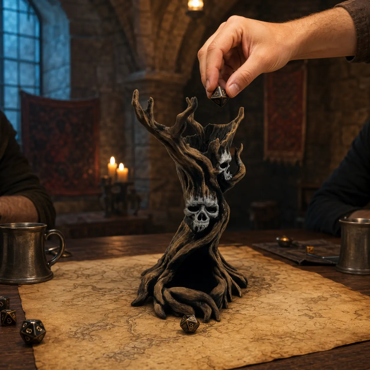 Skull Tree Dice Tower, Dark Fantasy Tabletop RPG Accessory, Gothic Dungeon Dice Roller, 3D Printed Gaming Gift, Dungeon Master Decor