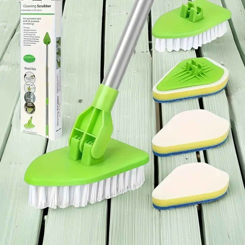 Long Handle Multi-Functional Shower Cleaning Brush, Two-In-One Extendable Bathtub and Tile Floor Scrubber, Household Cleaning Tool, Sponge, House Cleaning Tools
