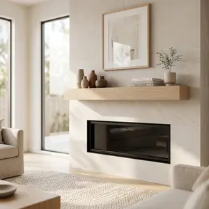 Handcrafted White Oak Solid Box Beam Hardwood Fireplace Mantel