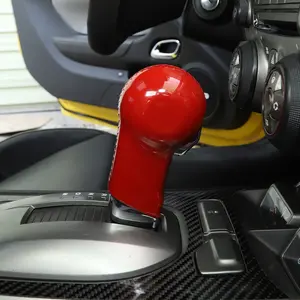 Custom Gear Shift Knob Head Cover Trim For Chevrolet/ chevy Camaro 2010-2015 Car Interior Accessories, ABS Red Carbonfiber Black