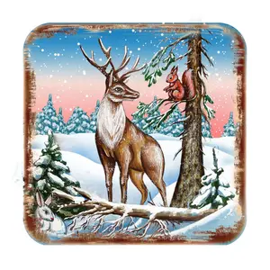 Nature Wonders 95379C-S4 4 x 4 in. Deer Wooden Cork Coasters Gift - Set of 4