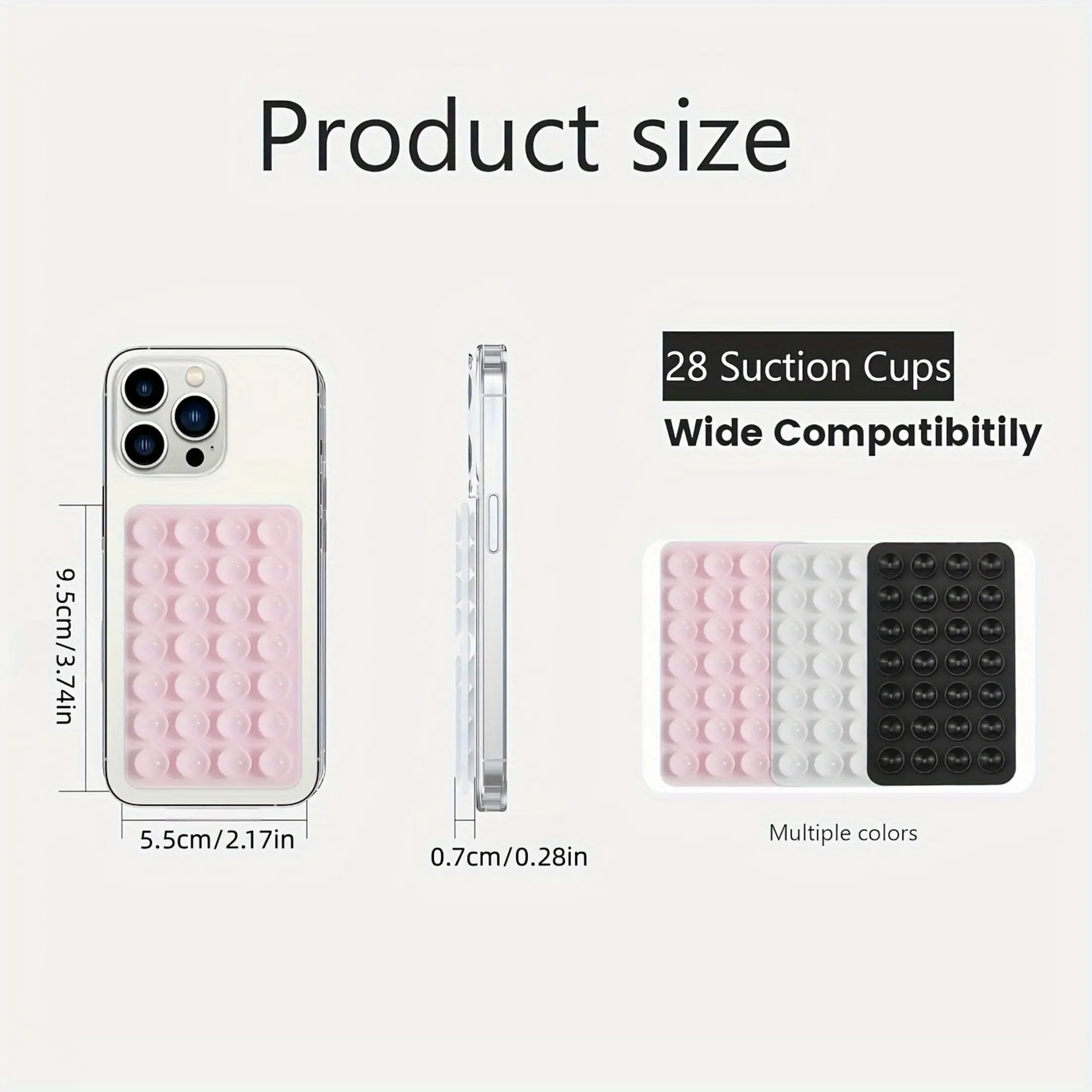 2Pcs Silicone-TPU 28 Double-Sided Suction Cup Adhesive Grips, Universal Smartphone-Cellphone Accessories, Hands-Free Handle for Video Recording, Suitable for Car & Kitchen Use