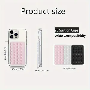2Pcs silicone 28 double-sided suction cups, universal mobile phone grip for most mobile phones, hands-free adhesive handle, for video recording, suitable for makeup, fitness, shower, car and kitchen use
