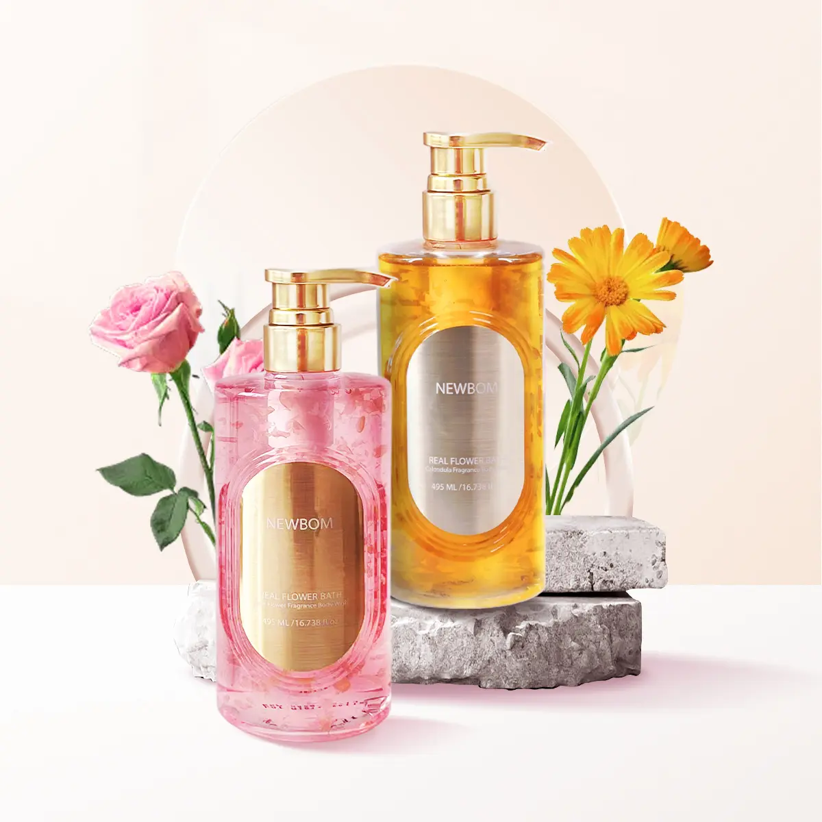 NEWBOM Moisturizing Premium Body Wash-contains real flowers gentle cleaning long-lasting fragrance -  16.7oz