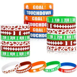 5-Design Football Silicone Wristbands (10pcs) - Sports Party Favors & Fan Accessories