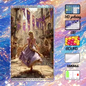 DIY 5D Flocking Diamond Painting Kit, AB Drill, Fairy Dust Drill, Crystal Drill, Women, Purple, Street Diamond Embroidery, Special Craft Diamond Art Kit, Wall Decor, Gift for Family, Loved Ones, Friends