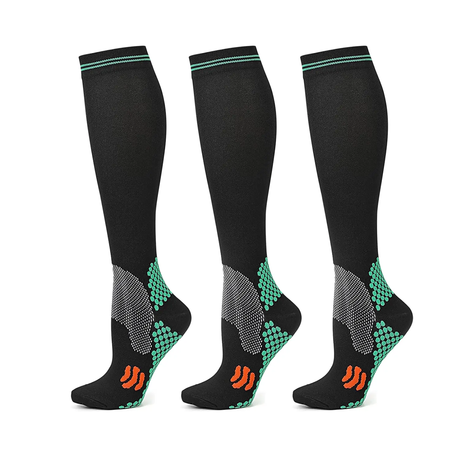 3 Pairs Compression Socks for Men & Women 20-30 mmHg Knee High Unisex Medical Travel Running Athletic Support