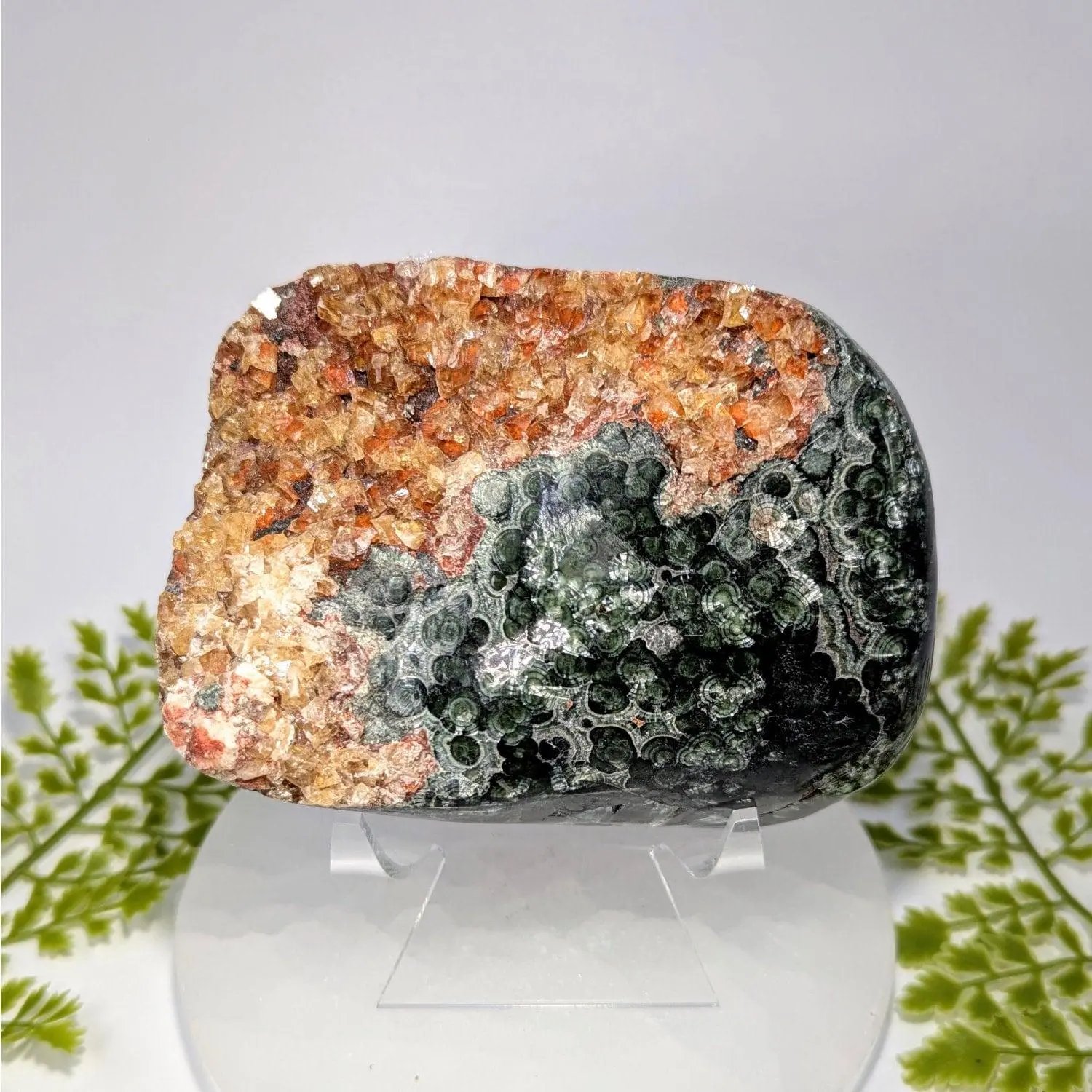 Seraphinite AA Raw Crystal with Fluorescent Calcite