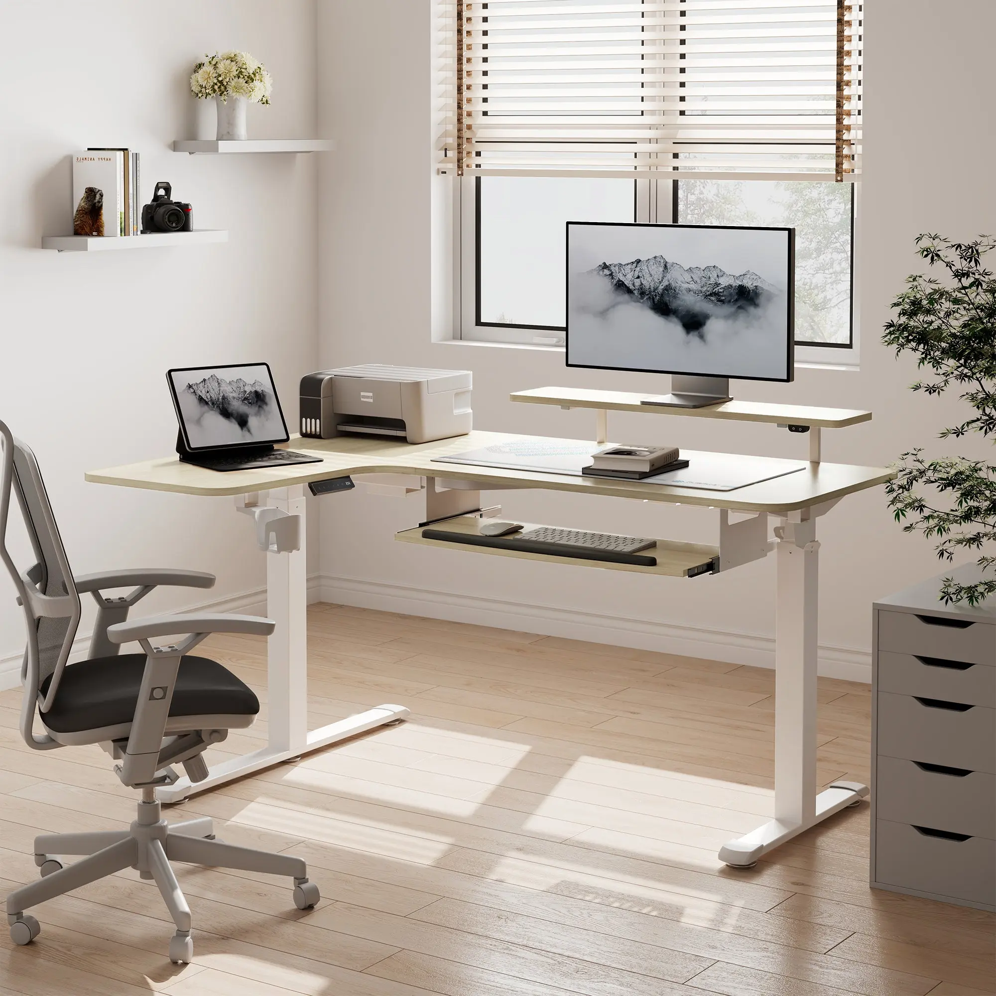 L-Shaped Standing Desk with Accessories Set (60"x23")