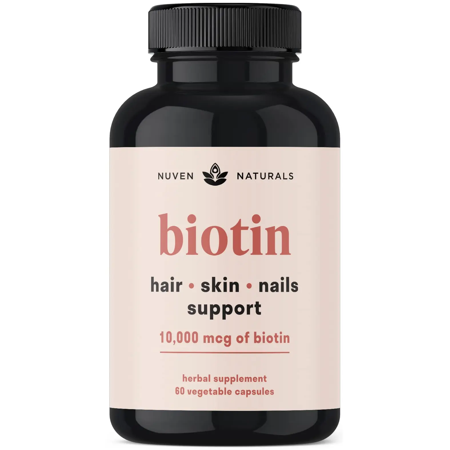 Hair Vitamins - Biotin 10000 mcg with Vitamin A, E, C, D & Adaptogens to Support Hair, Skin & Nails | 60 Capsules & 30 Servings